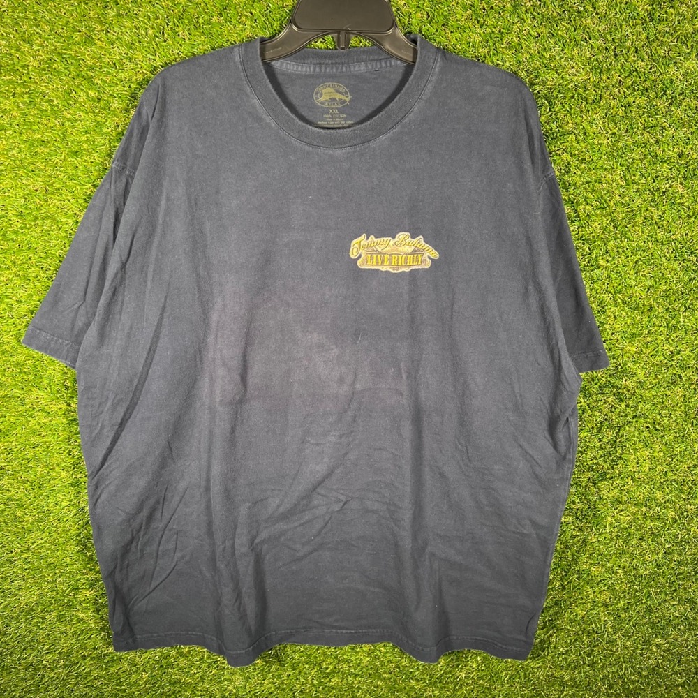 Tommy Bahama Relax Mens XXL Navy Blue Live‎ Richly Graphic T-Shirt Cotton